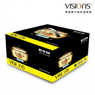 VISIONS 美国康宁晶彩透明锅VS-22-FLR  （2.25L花卉汤锅）