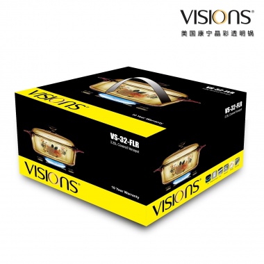 VISIONS 美国康宁晶彩透明锅VS-32-FLR（3.25升花卉煮锅）